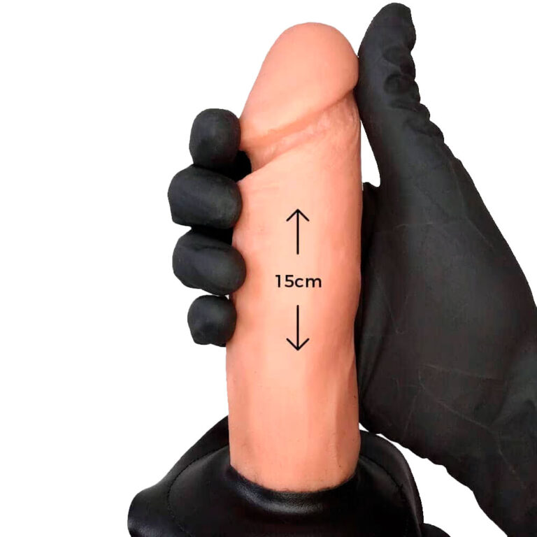 Cinta Peniana Média 15cm x 4,5cm com Pênis e Vibro Bege - Imagem 3