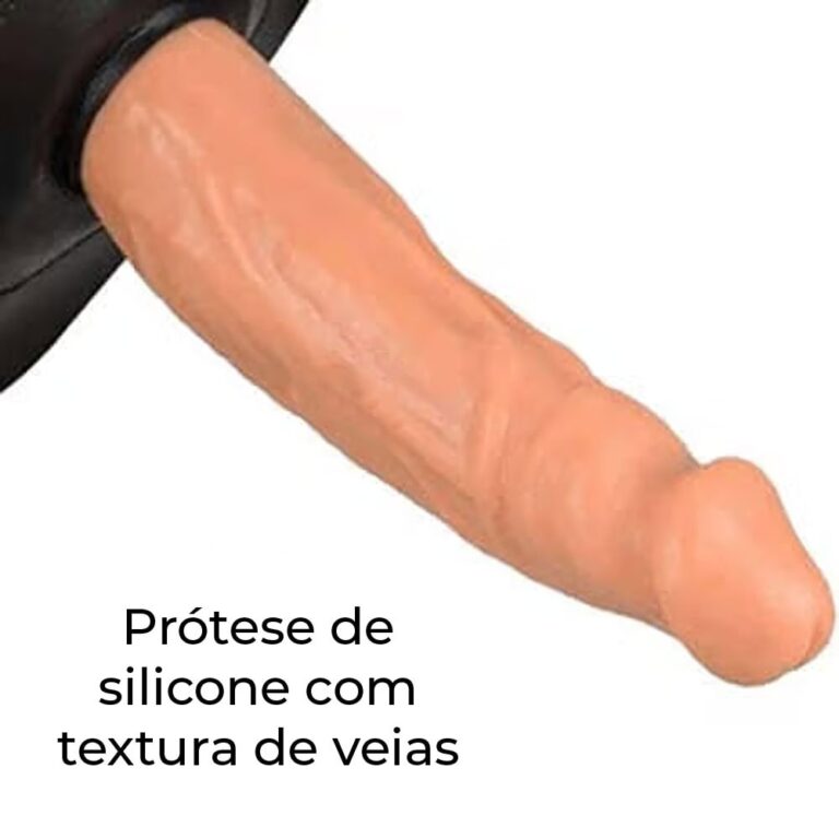 Cinta Peniana Média 15cm x 4cm com Pênis e Vibro Bege - Imagem 5
