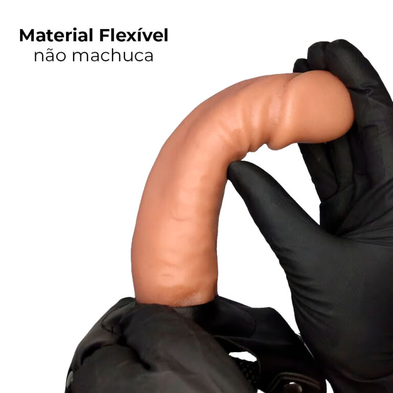 Cinta Peniana Dupla 2 Pênis 17cm x 4cm e 14cm x 3,5cm Bege com Vibro Duplo - Imagem 5