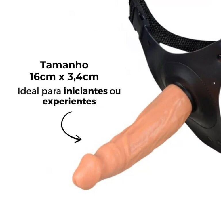 Cinta Peniana Média 16cm x 3,4cm com Pênis Bege - Imagem 6