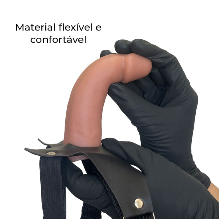 Cinta Peniana Para Dupla Penetração Na Mulher 14,8cm x 3,6cm com Pênis Bege - Imagem 7