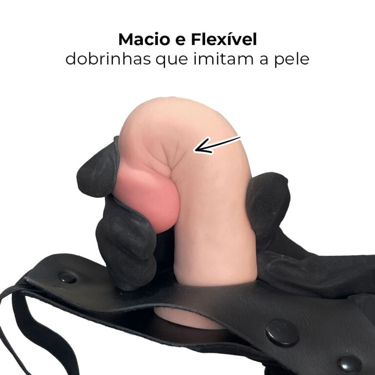 Cinta Peniana Realista Cyberskin 14,5cm x 3,5cm Bege - Imagem 8