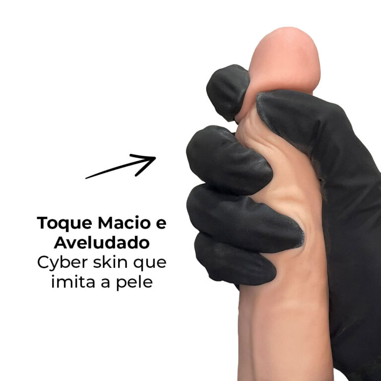 Cinta Peniana Realista Cyberskin 17,5cm x 3,5cm Bege - Imagem 7
