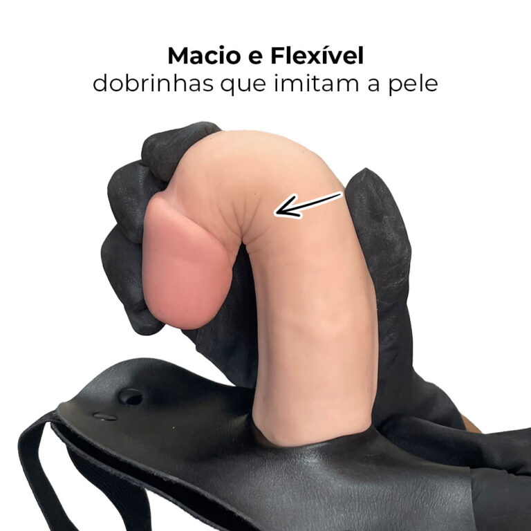 Cinta Peniana Realista Cyberskin 17,5cm x 3,5cm Bege - Imagem 8