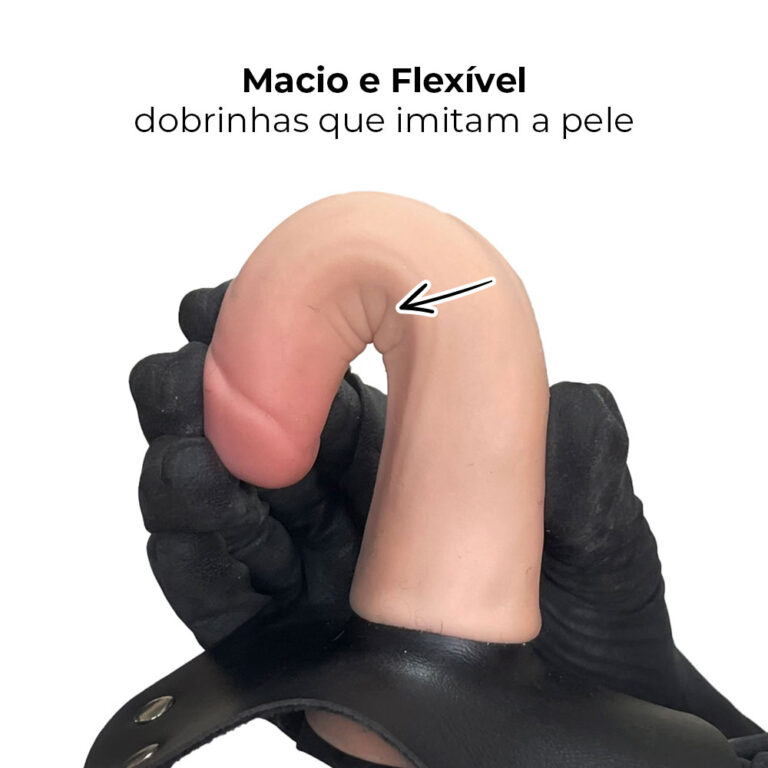 Cinta Peniana Realista Cyberskin 14cm x 2,5cm Bege - Imagem 8
