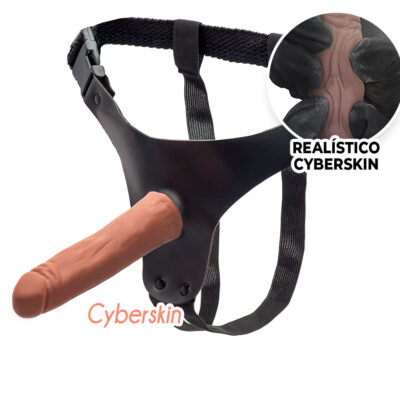 Cinta Peniana Realista Cyberskin 14cm x 2,5cm Marrom