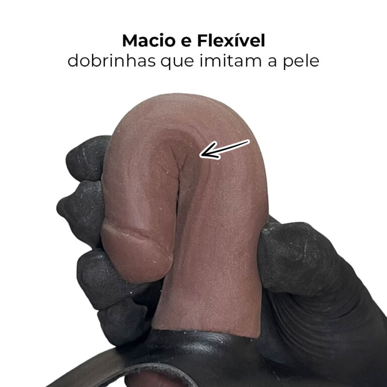 Cinta Peniana Realista Cyberskin 14cm x 2,5cm Marrom - Imagem 8