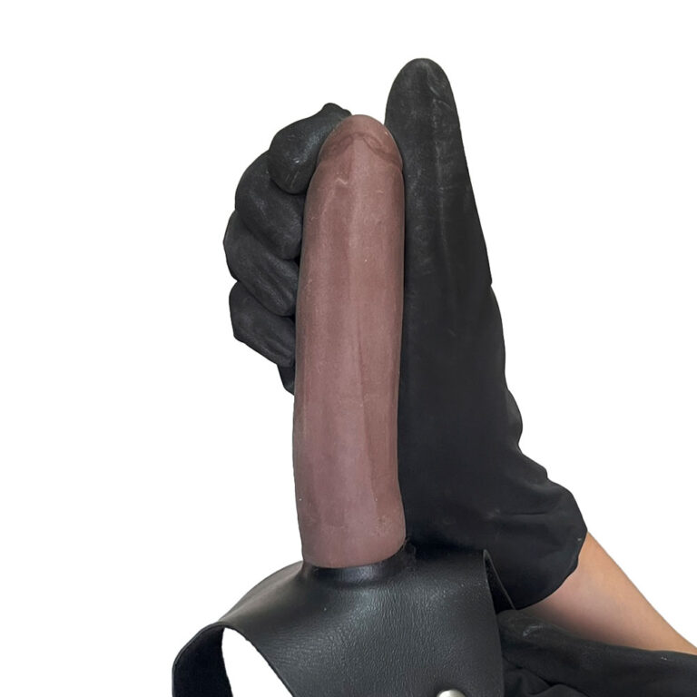 Cinta Peniana Realista Cyberskin 14cm x 2,5cm Marrom - Imagem 6