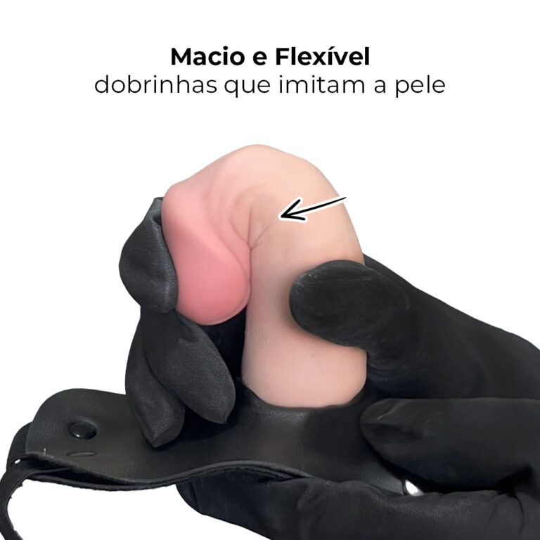 Cinta Peniana Realista Cyberskin 13cm x 3,5cm Bege - Imagem 8