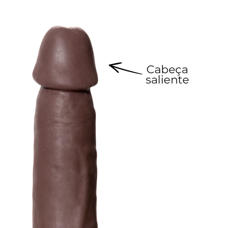 Cinta Peniana Realista Cyberskin 17,5cm x 3,5cm Marrom - Imagem 14