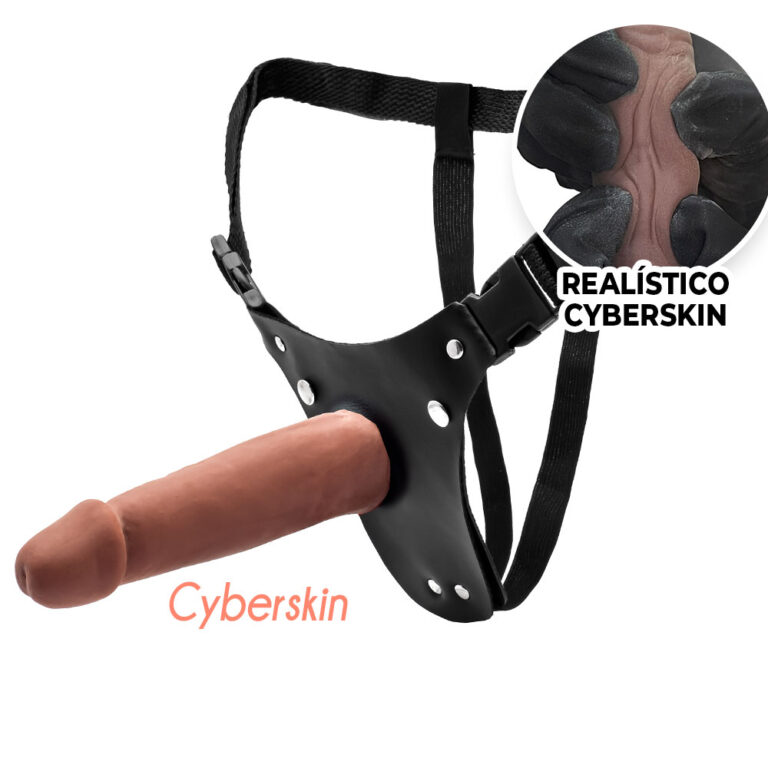 Cinta Peniana Realista Cyberskin 17,5cm x 3,5cm Marrom