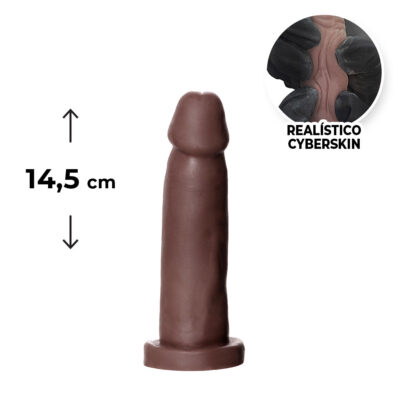 Pênis Médio 14,5cm x 3,5cm Realista Cyberskin Marrom