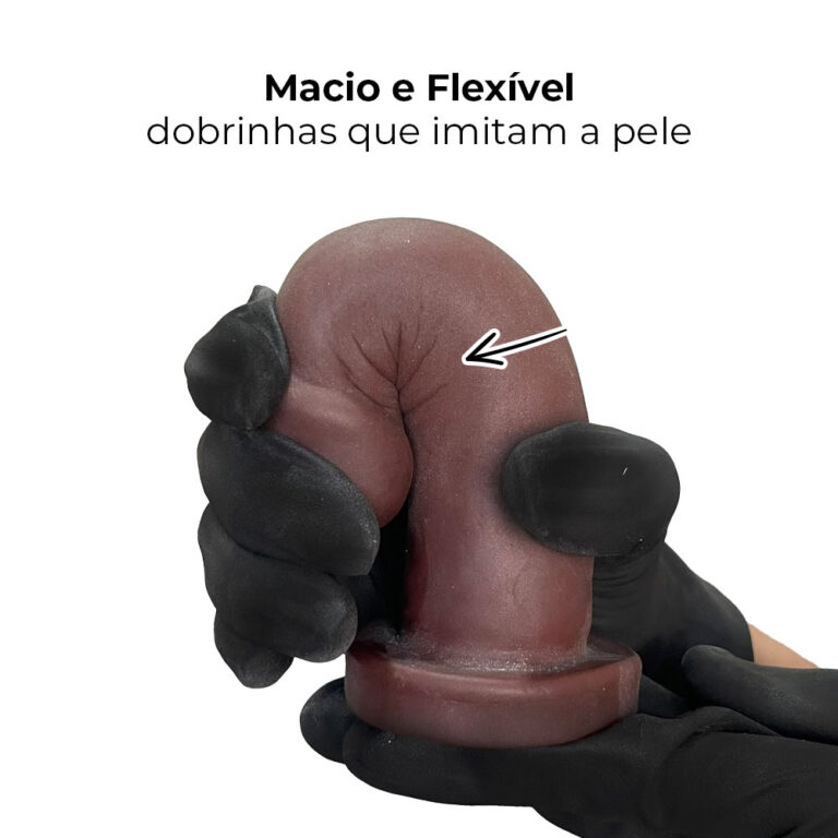 Pênis Médio 14,5cm x 3,5cm Realista Cyberskin Marrom - Imagem 8