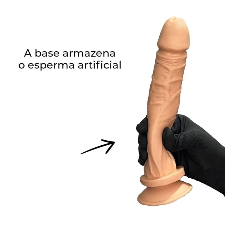 Pênis Grande 19cm x 3,5cm COM EJACULAÇÃO ARTIFICIAL Bege - Imagem 5