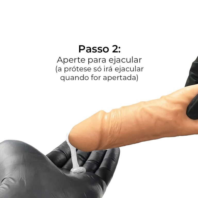 Pênis Médio 16cm x 3,5cm COM EJACULAÇÃO ARTIFICIAL Bege com Escroto - Imagem 7