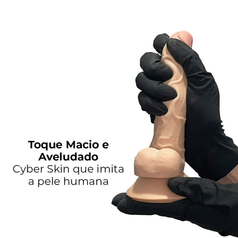 Pênis Pequeno 15cm x 3cm Realista Cyberskin Bege com Ventosa e Escroto - Imagem 7