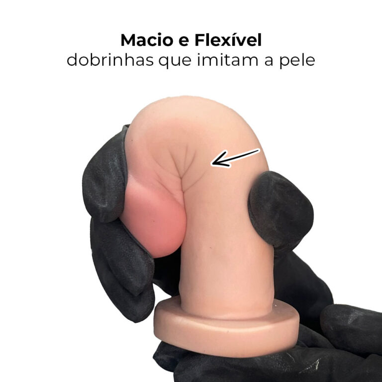Pênis Médio 14,5cm x 3,5cm Realista Cyberskin Bege - Imagem 8