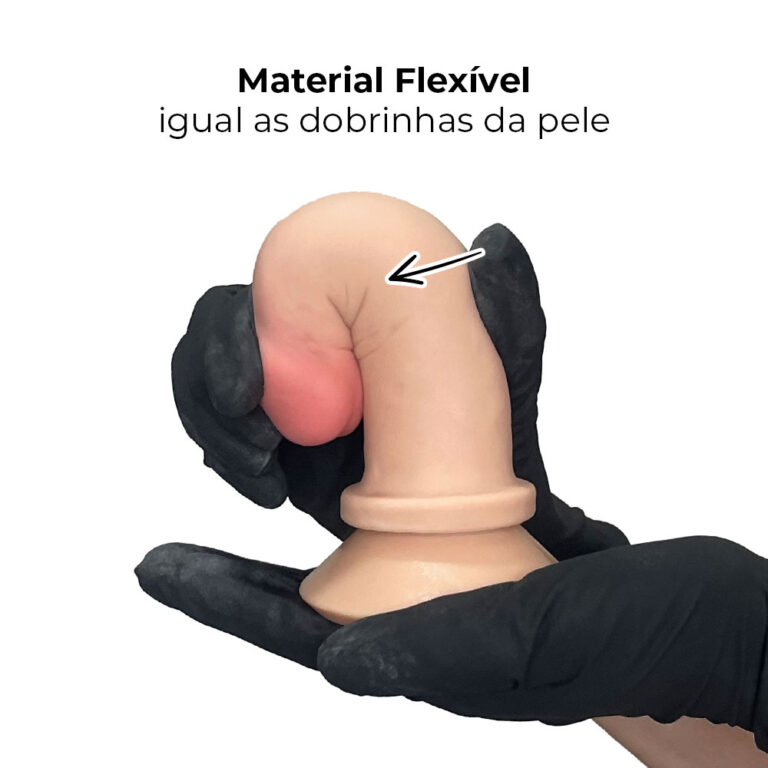 Pênis Médio 15,5cm x 3,5cm Realista Cyberskin Bege com Ventosa - Imagem 8