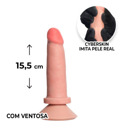 Pênis Médio 15,5cm x 3,5cm Realista Cyberskin Bege com Ventosa