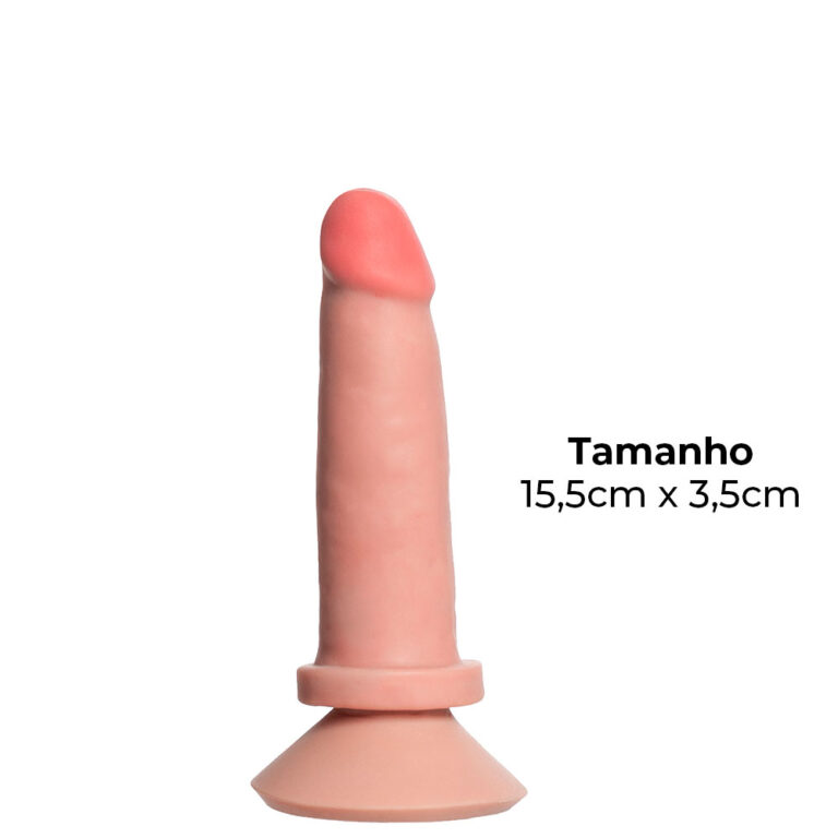 Pênis Médio 15,5cm x 3,5cm Realista Cyberskin Bege com Ventosa - Imagem 3