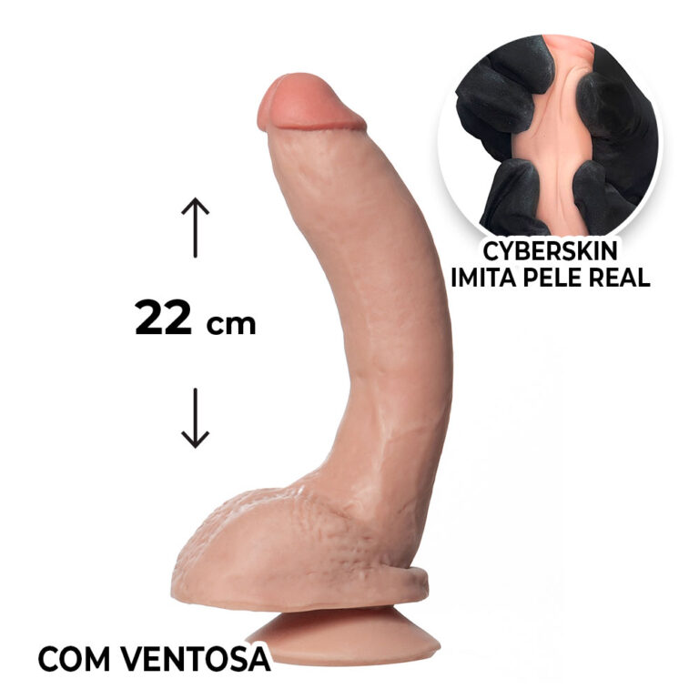 Pênis Grande 22cm x 4,5cm Realista Cyberskin Bege com Ventosa