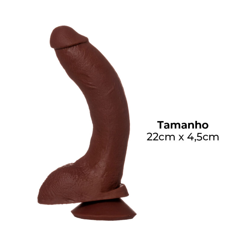 Pênis Grande 22cm x 4,5cm Realista Cyberskin Marrom com Ventosa - Imagem 3