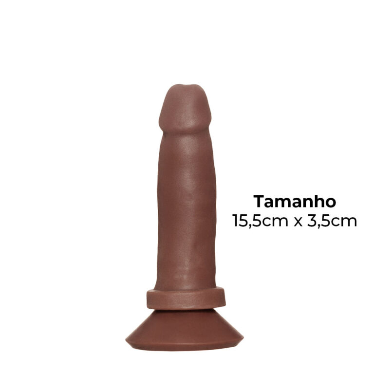 Pênis Médio 15,5cm x 3,5cm Realista Cyberskin Marrom com Ventosa - Imagem 3