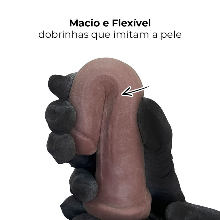 Pênis Pequeno 14cm x 2,5cm Realista Cyberskin Marrom - Imagem 8