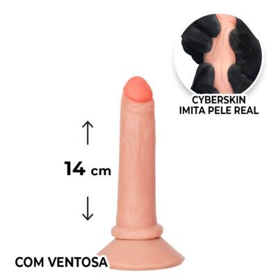 Pênis Pequeno 14cm x 2,5cm Realista Cyberskin Bege com Ventosa