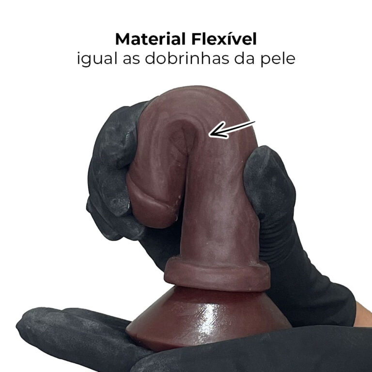 Pênis Pequeno 14cm x 2,5cm Realista Cyberskin Marrom com Ventosa - Imagem 8