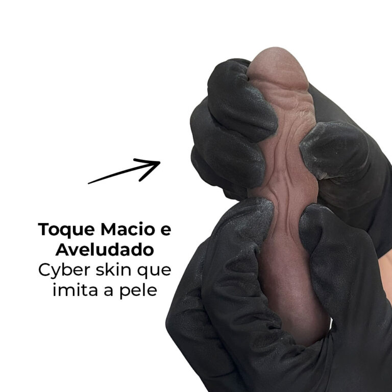 Pênis Pequeno 14cm x 2,5cm Realista Cyberskin Marrom com Ventosa - Imagem 7