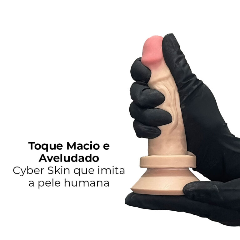 Pênis Pequeno 13,5cm x 3,5cm Realista Cyberskin Bege com Ventosa - Imagem 7