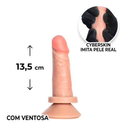 Pênis Pequeno 13,5cm x 3,5cm Realista Cyberskin Bege com Ventosa