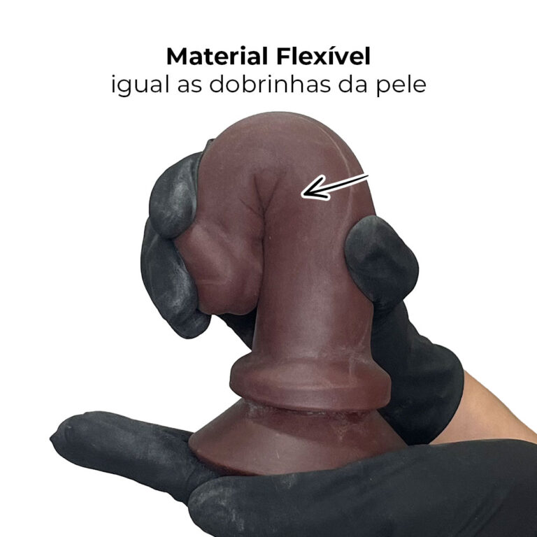 Pênis Pequeno 13,5cm x 3,5cm Realista Cyberskin Marrom com Ventosa - Imagem 8