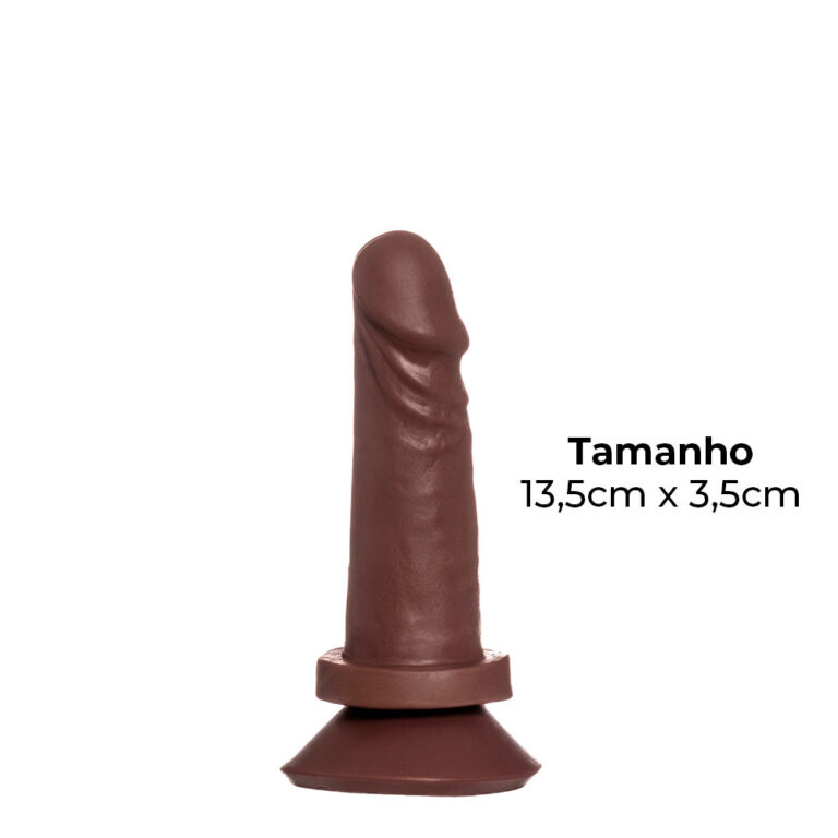 Pênis Pequeno 13,5cm x 3,5cm Realista Cyberskin Marrom com Ventosa - Imagem 3