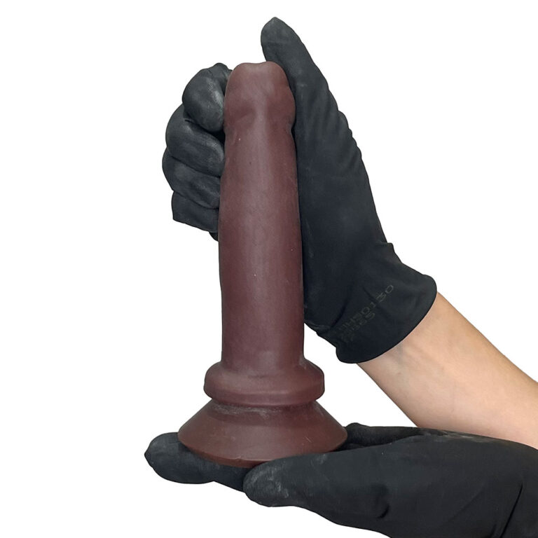 Pênis Pequeno 13,5cm x 3,5cm Realista Cyberskin Marrom com Ventosa - Imagem 6