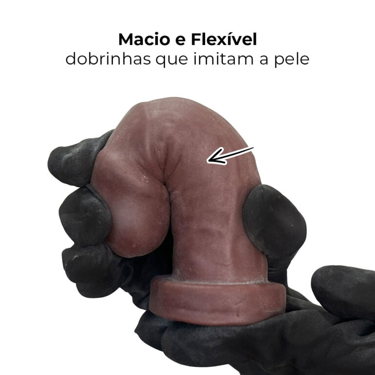 Pênis Pequeno 13cm x 3,5cm Realista Cyberskin Marrom - Imagem 8