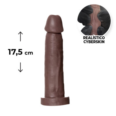 Pênis Médio 17,5cm x 3,5cm Realista Cyberskin Marrom