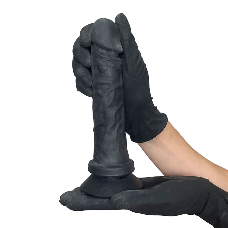 Pênis Médio 18,5cm x 3,5cm Realista Cyberskin Preto com Ventosa - Imagem 5