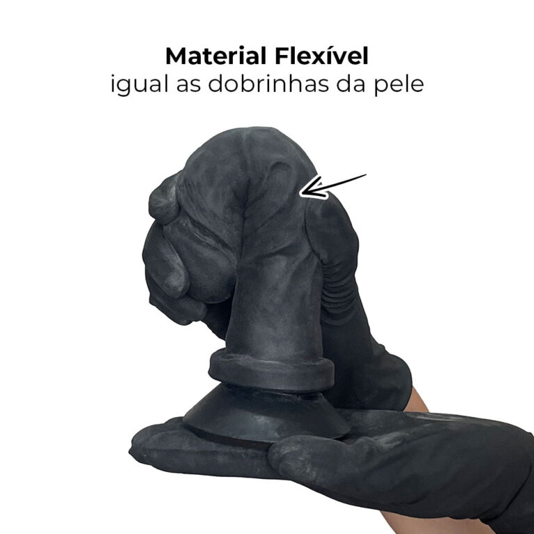 Pênis Médio 18,5cm x 3,5cm Realista Cyberskin Preto com Ventosa - Imagem 7