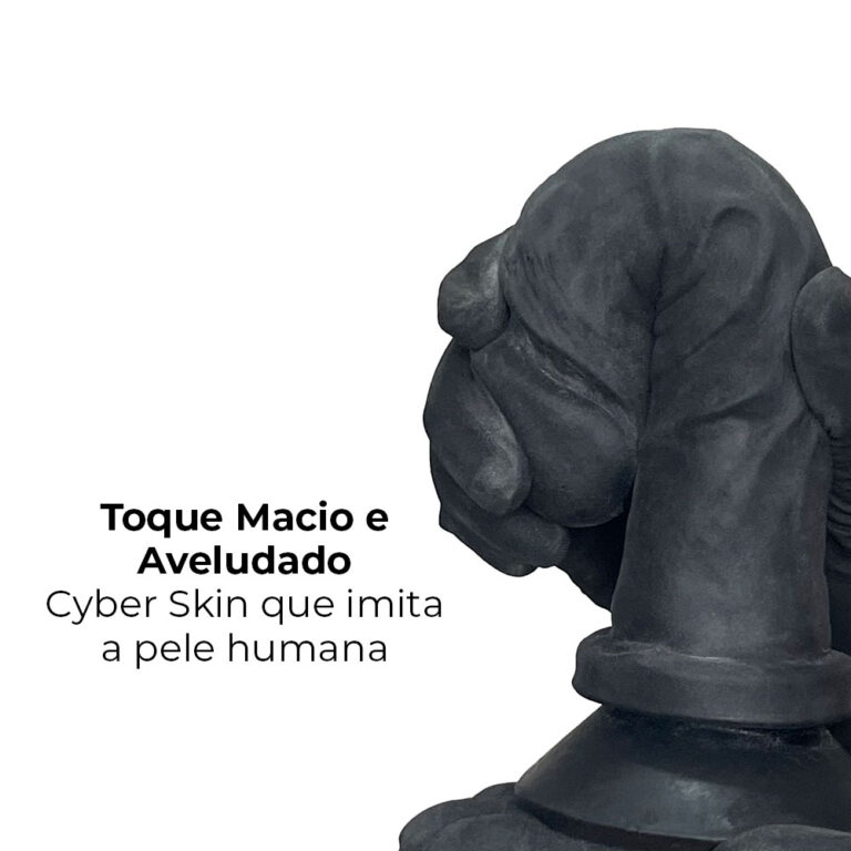 Pênis Médio 18,5cm x 3,5cm Realista Cyberskin Preto com Ventosa - Imagem 8