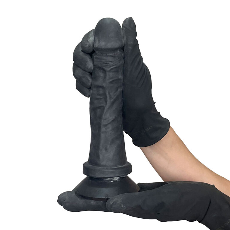 Pênis Médio 18,5cm x 3,5cm Realista Cyberskin Preto com Ventosa - Imagem 4
