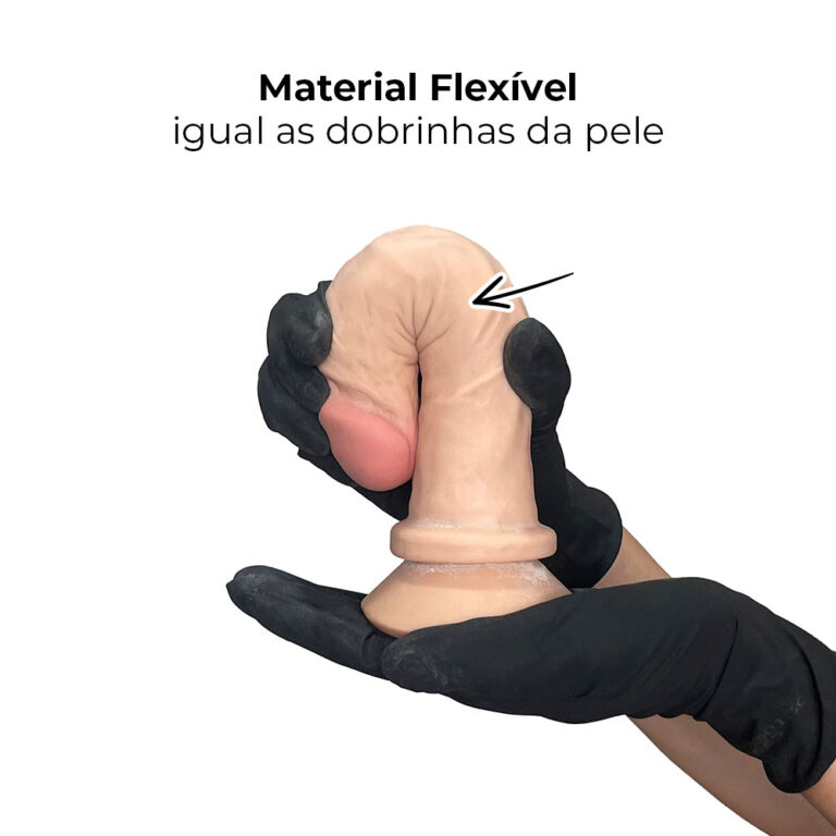 Pênis Médio 18,5cm x 3,5cm Realista Cyberskin Bege com Ventosa - Imagem 8