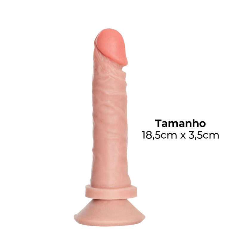 Pênis Médio 18,5cm x 3,5cm Realista Cyberskin Bege com Ventosa - Imagem 3