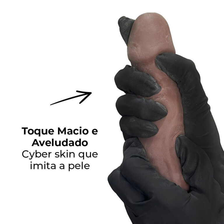 Pênis Médio 18,5cm x 4cm Realista Cyberskin Marrom - Imagem 7