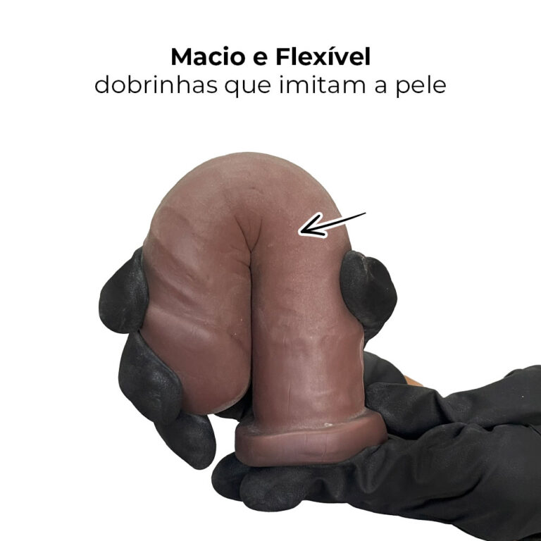 Pênis Médio 18,5cm x 4cm Realista Cyberskin Marrom - Imagem 8