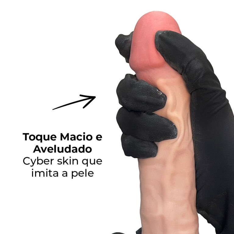 Pênis Médio 18,5cm x 4cm Realista Cyberskin Bege - Imagem 7