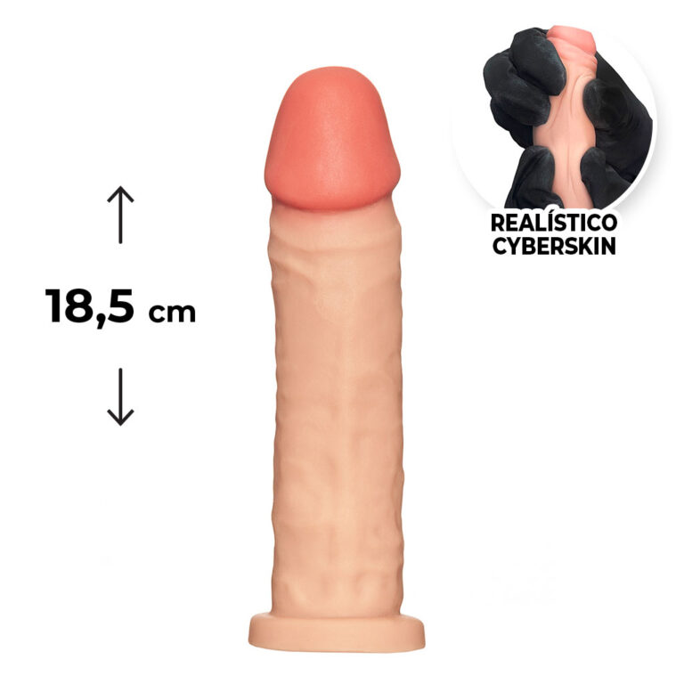Pênis Médio 18,5cm x 4cm Realista Cyberskin Bege