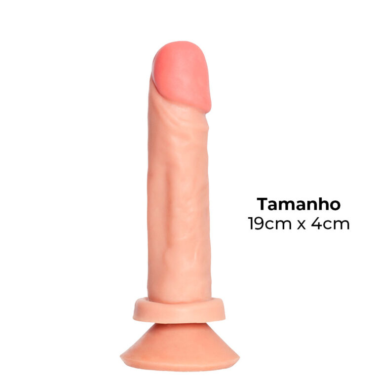 Pênis Médio 19cm x 4cm Realista Cyberskin Bege com Ventosa - Imagem 3