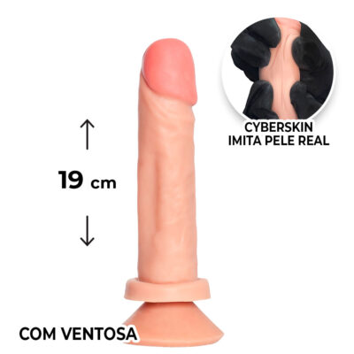 Pênis Médio 19cm x 4cm Realista Cyberskin Bege com Ventosa